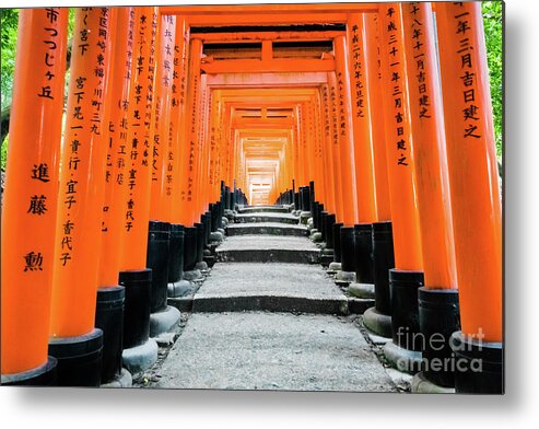 Torii Metal Print featuring the photograph Light at the end of the tunnel, Senbon Torii, Kyoto #2 by Lyl Dil Creations