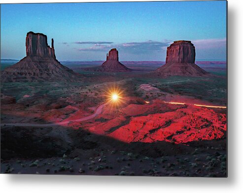 Monument Valley Metal Print featuring the photograph Lighting Up Monument Valley - Oil Paint Photography by Gregory Ballos