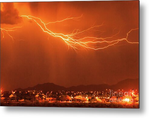 Lighting Metal Print featuring the photograph Lightning 1314-orange by Kenneth Johnson