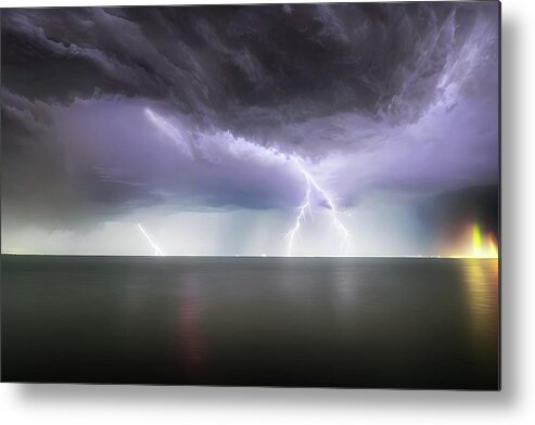 Lightning Metal Print featuring the photograph Lightning On The Lake by Ally White