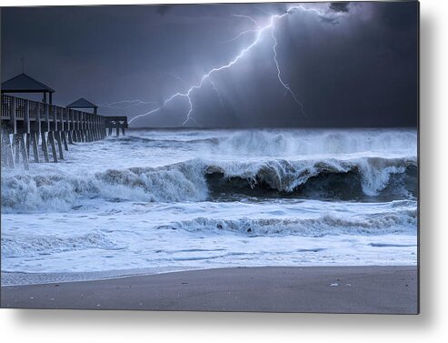 Pier Metal Print featuring the photograph Lightning Strike by Laura Fasulo