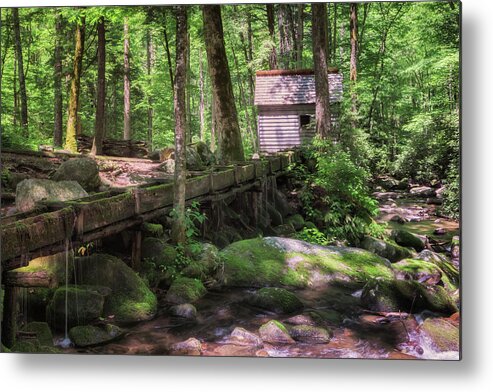 Reagan’s Tub Mill Metal Print featuring the photograph Little Tub Mill on Roaring Fork - Smoky Mountains by Susan Rissi Tregoning