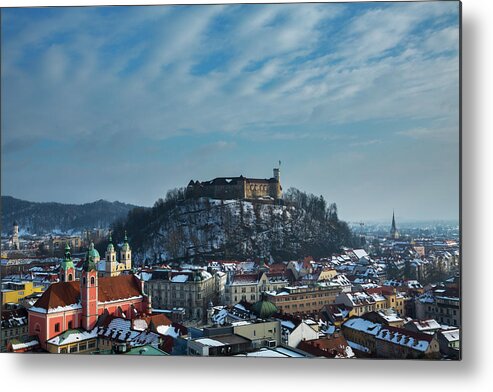 Ljubljana Metal Print featuring the photograph Ljubljana Castle and city centre by Ian Middleton