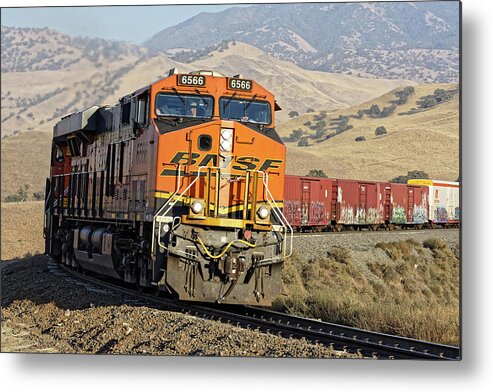 Locomotive Breath Metal Print featuring the photograph Locomotive Breath -- BNSF Freight Train in the Tehahapi Mountains, California by Darin Volpe