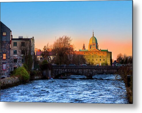 Galway Metal Print featuring the photograph Looking up River Corrib to Galway Cathedral by Mark E Tisdale