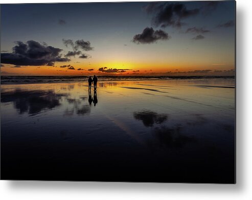 Ocean Metal Print featuring the photograph Love at Sunset by Steven Reed