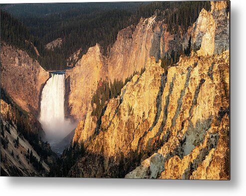 Artist's Point Metal Print featuring the photograph Lower Falls, Grand Canyon of the Yellowstone at Sunrise by Adam Pender