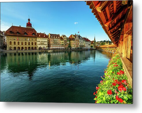 Lucerne Metal Print featuring the photograph Lucerne Chapel Bridge by Benny Marty