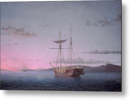 Fitz Henry Lane Metal Print featuring the painting Lumber Schooners by Fitz Henry Lane by Mango Art