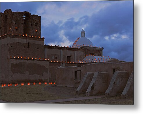 Tom Daniel Metal Print featuring the photograph Luminarias and Buttresses by Tom Daniel