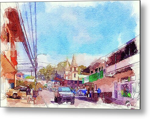 Small Town Metal Print featuring the mixed media Main Street Boquete Panama by Tatiana Travelways