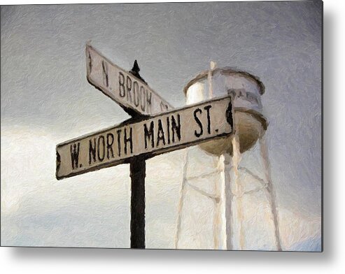 Water Tower Metal Print featuring the photograph Main Street in Waxhaw by Carolyn Ann Ryan