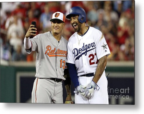 Second Inning Metal Print featuring the photograph Manny Machado and Matt Kemp by Patrick Smith