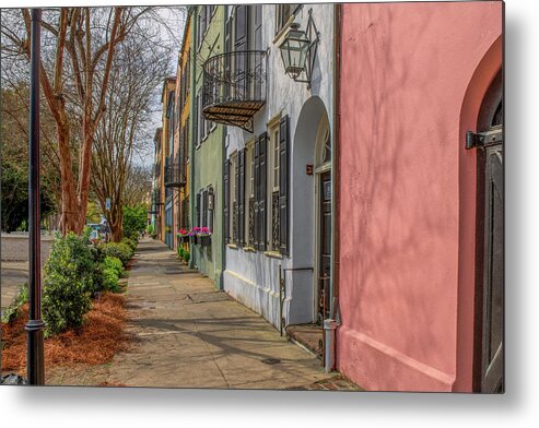Charleston Metal Print featuring the photograph March Day on Rainbow Row by Douglas Wielfaert
