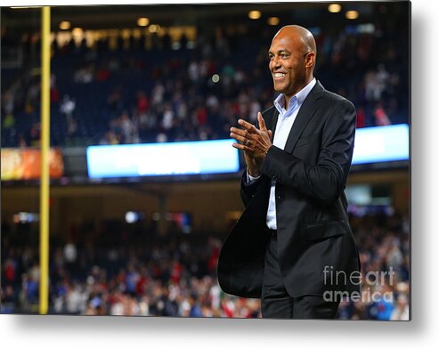 Three Quarter Length Metal Print featuring the photograph Mariano Rivera and David Ortiz by Mike Stobe