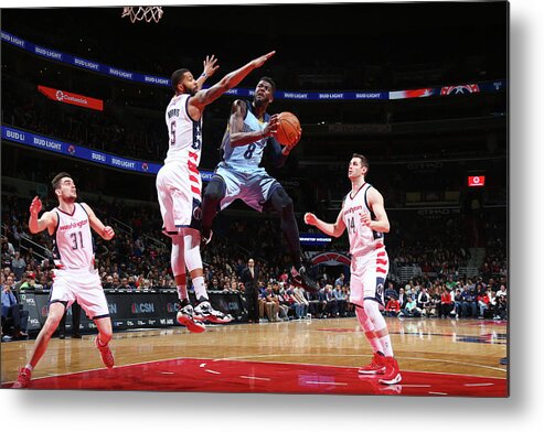 Nba Pro Basketball Metal Print featuring the photograph Markieff Morris and James Ennis by Ned Dishman