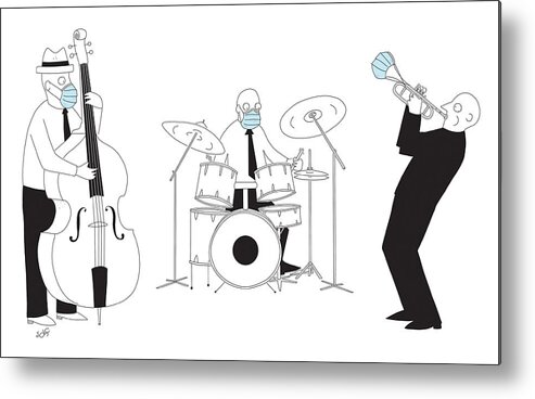 Captionless Metal Print featuring the drawing Masked Band by Seth Fleishman