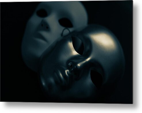 Mask Metal Print featuring the photograph Masks in Blue by Amelia Pearn