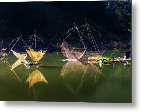 Awesome Metal Print featuring the photograph Matrix Fishing Nets by Khanh Bui Phu
