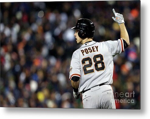 American League Baseball Metal Print featuring the photograph Max Scherzer and Buster Posey by Ezra Shaw