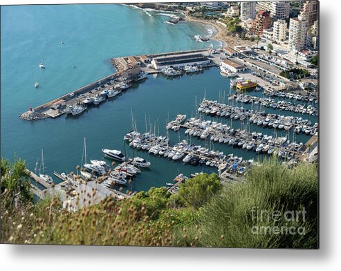 Mediterranean Metal Print featuring the photograph Mediterranean coast and port in Calpe 1 by Adriana Mueller