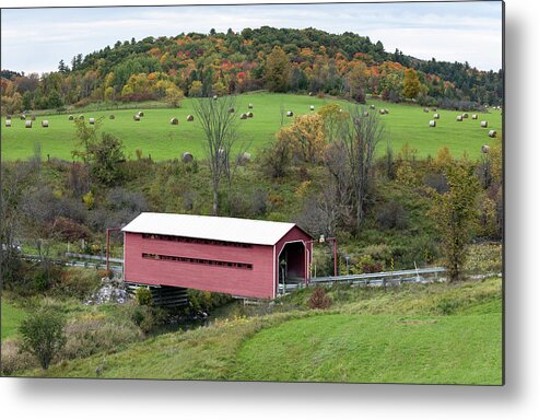Agriculture Metal Print featuring the photograph Meech Creek Valley Covered Bridge by Michael Russell