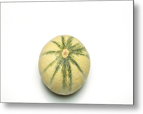 Cantaloupe Metal Print featuring the photograph Melon from above by Jean-Marc PAYET