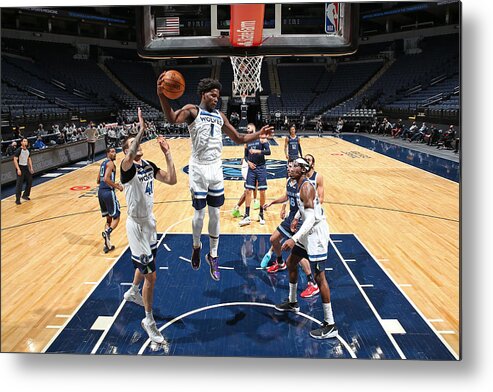 Anthony Edwards Metal Print featuring the photograph Memphis Grizzlies v Minnesota Timberwolves by David Sherman