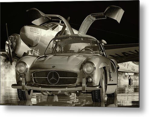 Mercedes-benz Metal Print featuring the digital art Mercedes 300SL Gullwing From 1964 Is the Most Wanted Classic Car by Jan Keteleer