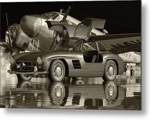 Mercedes-benz Metal Print featuring the digital art Mercedes 300SL Gullwing The Most Iconic Car of Its Type by Jan Keteleer