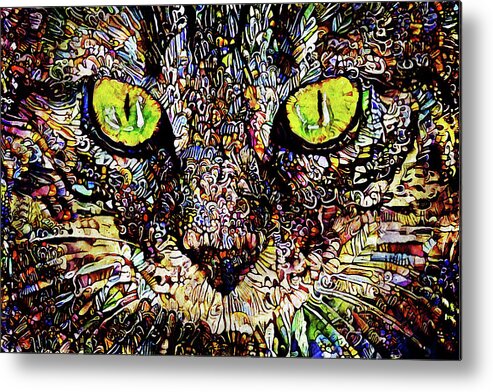 Tabby Cats Metal Print featuring the digital art Mesmerizing Tabby Cat Portrait by Peggy Collins