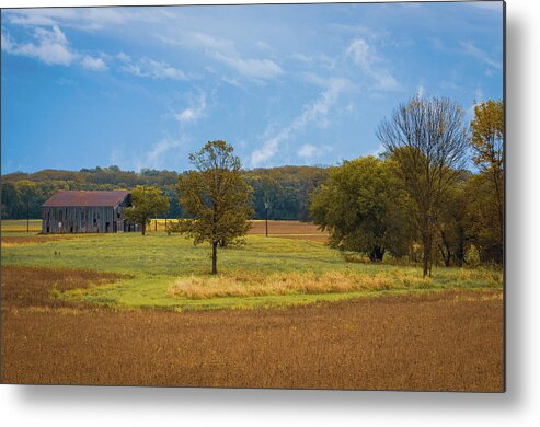 Barn Metal Print featuring the photograph Metal Barn sitting in the Missouri Countryside by George Strohl
