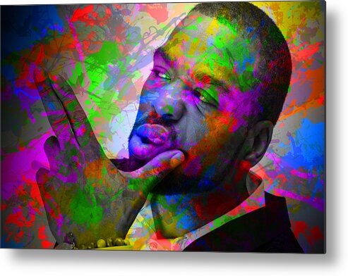 Method Man Metal Print featuring the mixed media Method Man Famous Rapper Paint Splatters Colorful Portrait by Design Turnpike