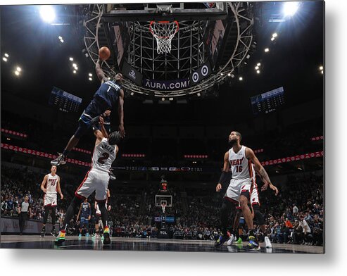 Anthony Edwards Metal Print featuring the photograph Miami Heat v Minnesota Timberwolves by Jordan Johnson
