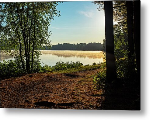 Middleton Metal Print featuring the photograph Middleton Pond Middleton Massachusetts Beautiful Morning Light Path through the Trees by Toby McGuire