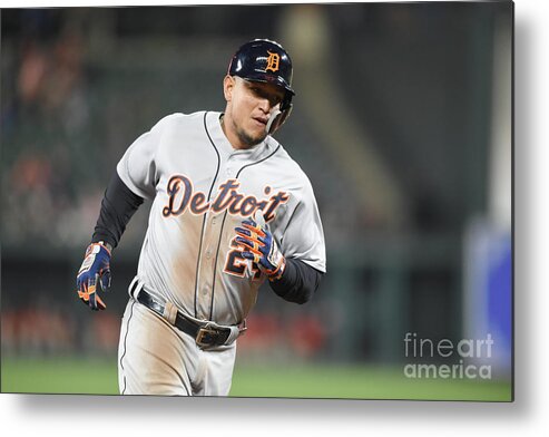 Three Quarter Length Metal Print featuring the photograph Miguel Cabrera by Mitchell Layton