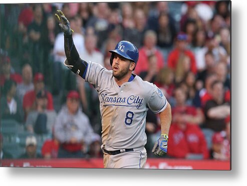 Three Quarter Length Metal Print featuring the photograph Mike Moustakas by Stephen Dunn