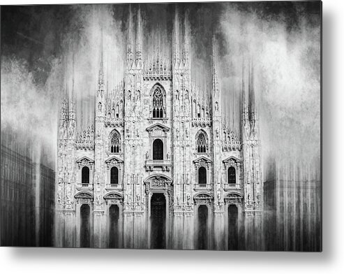 Milan Metal Print featuring the photograph Milan Duomo Milan Italy Black and White by Carol Japp