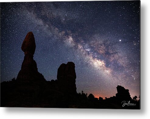 Night Metal Print featuring the photograph Milky Way - Balanced Rock Silhouette by Dan Norris