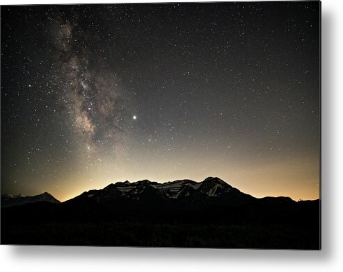 Timpanogos Mountain Metal Print featuring the photograph Milky Way over Timpanogos by Wesley Aston