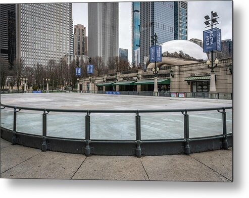 Chicago Metal Print featuring the photograph Millennium Park and the Lonely Bean by Laura Hedien