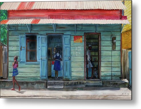 Caribbean Metal Print featuring the painting Miss Nora's Shop 2 by Jonathan Gladding