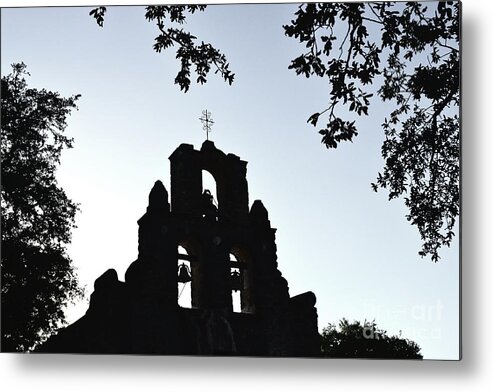 Historical Photograph Metal Print featuring the photograph Mission Espada Bells at Sunset by Expressions By Stephanie