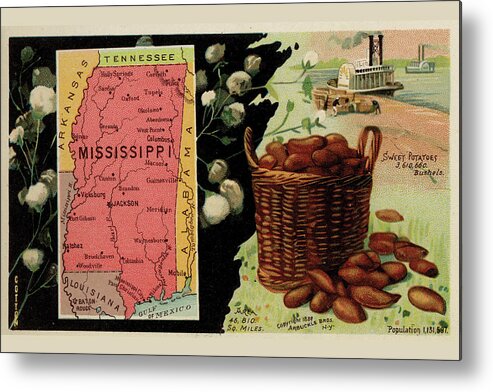 Maps Metal Print featuring the drawing Mississippi by Arbuckle Brothers
