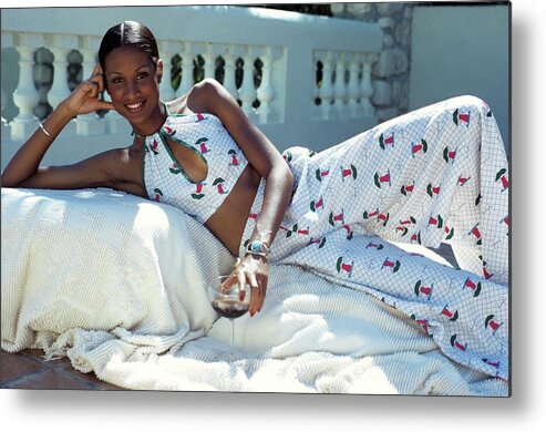 Caribbean Metal Print featuring the photograph Model Beverly Johnson Wearing Arpeja by Rico Puhlmann