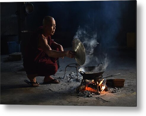 Monk Metal Print featuring the photograph Monk in the kitchen by Robert Bociaga
