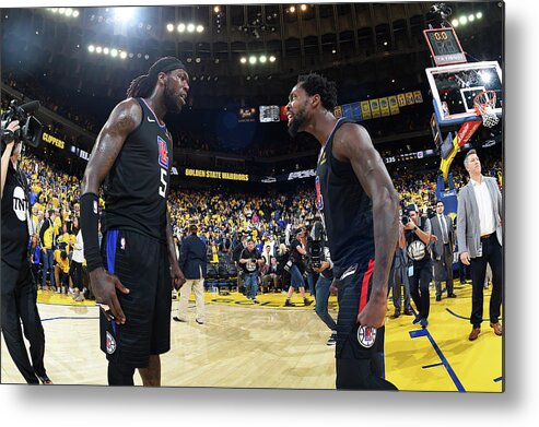 Montrezl Harrell Metal Print featuring the photograph Montrezl Harrell and Patrick Beverley by Andrew D. Bernstein