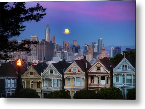  Metal Print featuring the photograph Moon over Painted Ladies by Louis Raphael