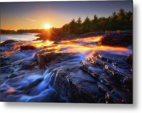 Waterfalls Metal Print featuring the photograph Moon River Cascade by Henry w Liu