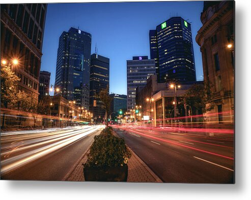 Winnipeg Metal Print featuring the photograph Morning rush in downtown Winnipeg by Jay Smith